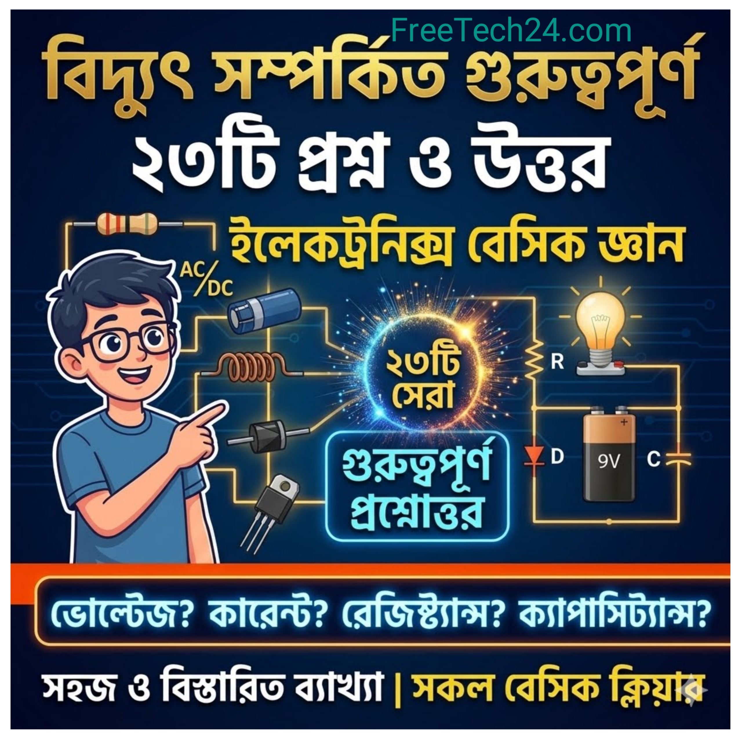 বিদ্যুৎ সম্পর্কিত গুরুত্বপূর্ণ ২৩টি প্রশ্ন ও উত্তর | ইলেকট্রনিক্স বেসিক জ্ঞান