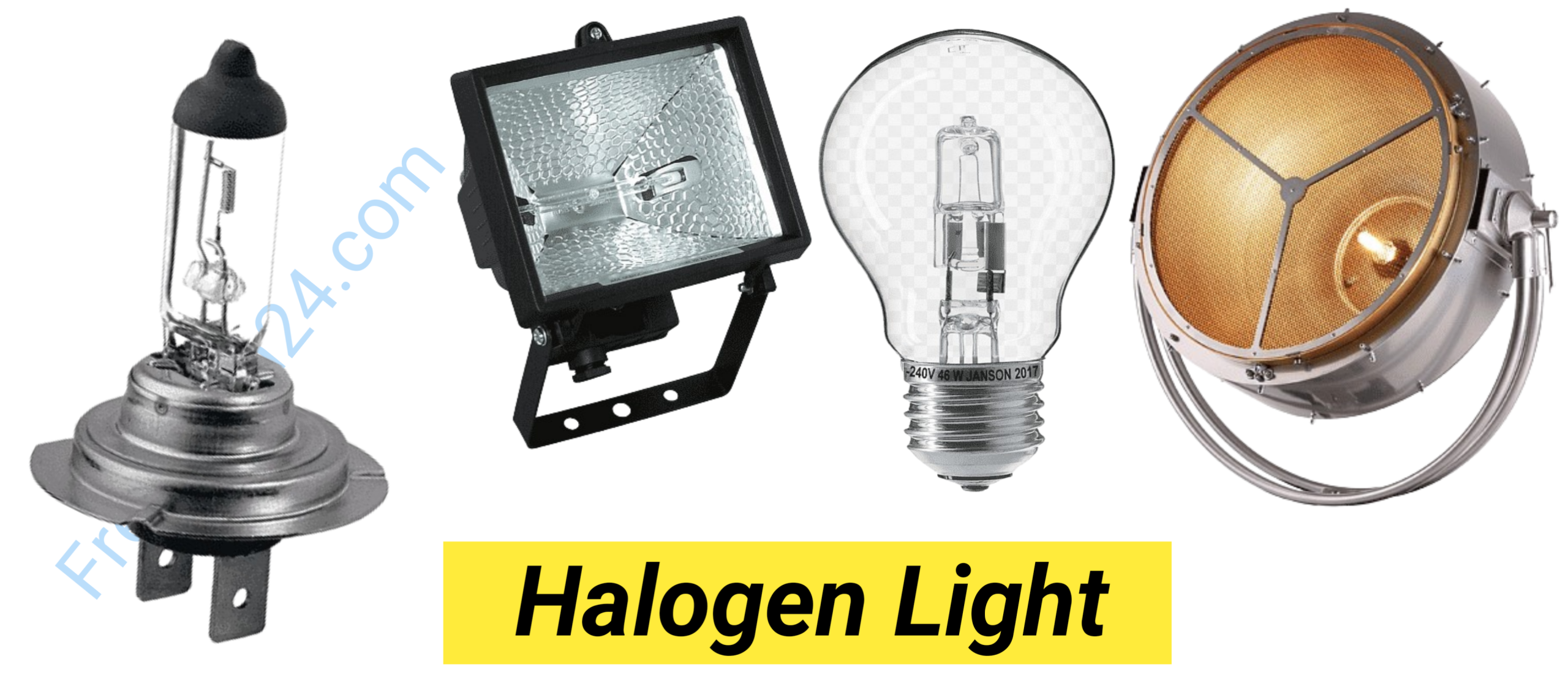 Halogen Bulb : উজ্জ্বল ও সাদা আলো উৎপন্ন করতে ব্যবহৃত হয়। [Used to produce bright, white light.]