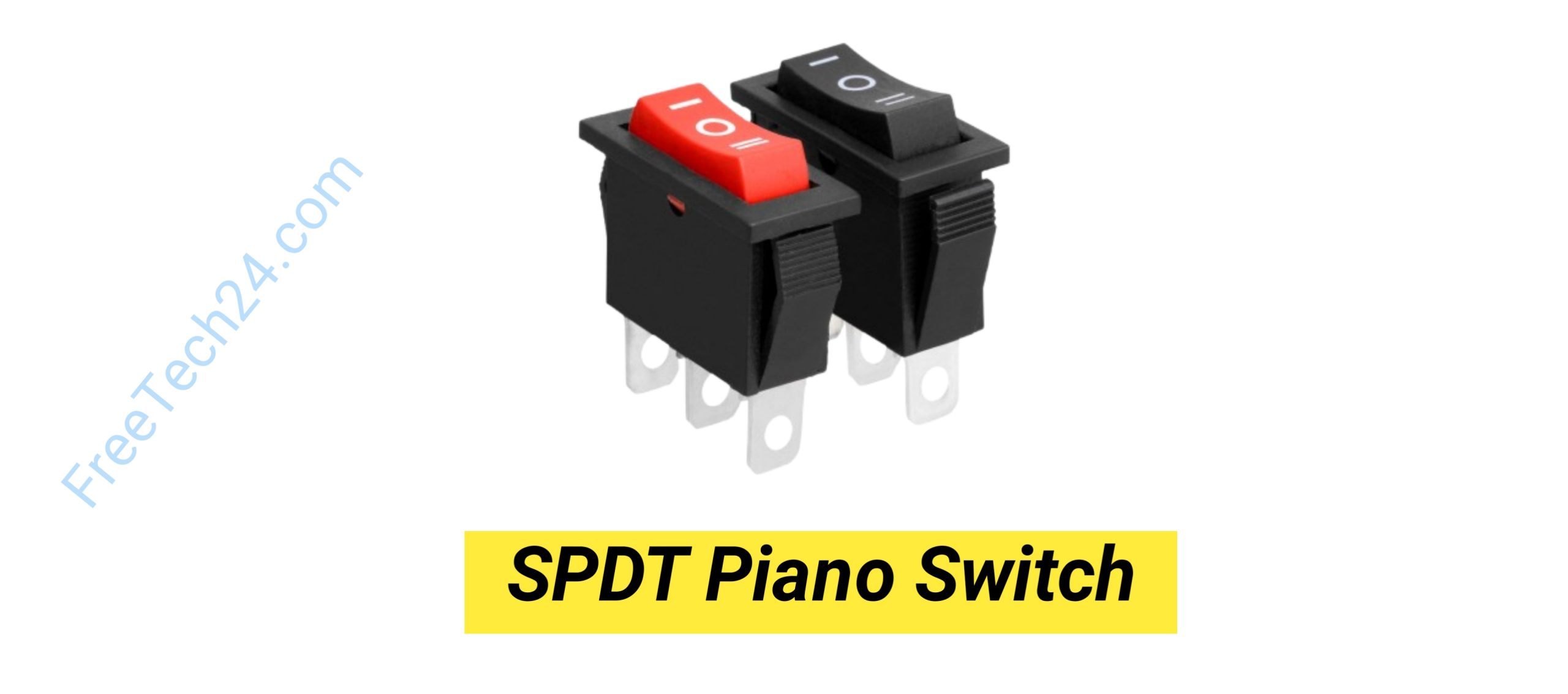 SPDT Piano Switch : একটি কমন সংযোগকে দুটি পৃথক সার্কিটের যেকোনো একটির সঙ্গে সংযোগ বা নিয়ন্ত্রণ করতে ব্যবহৃত হয়। [Used to connect or control one common circuit with either of two separate circuits.]