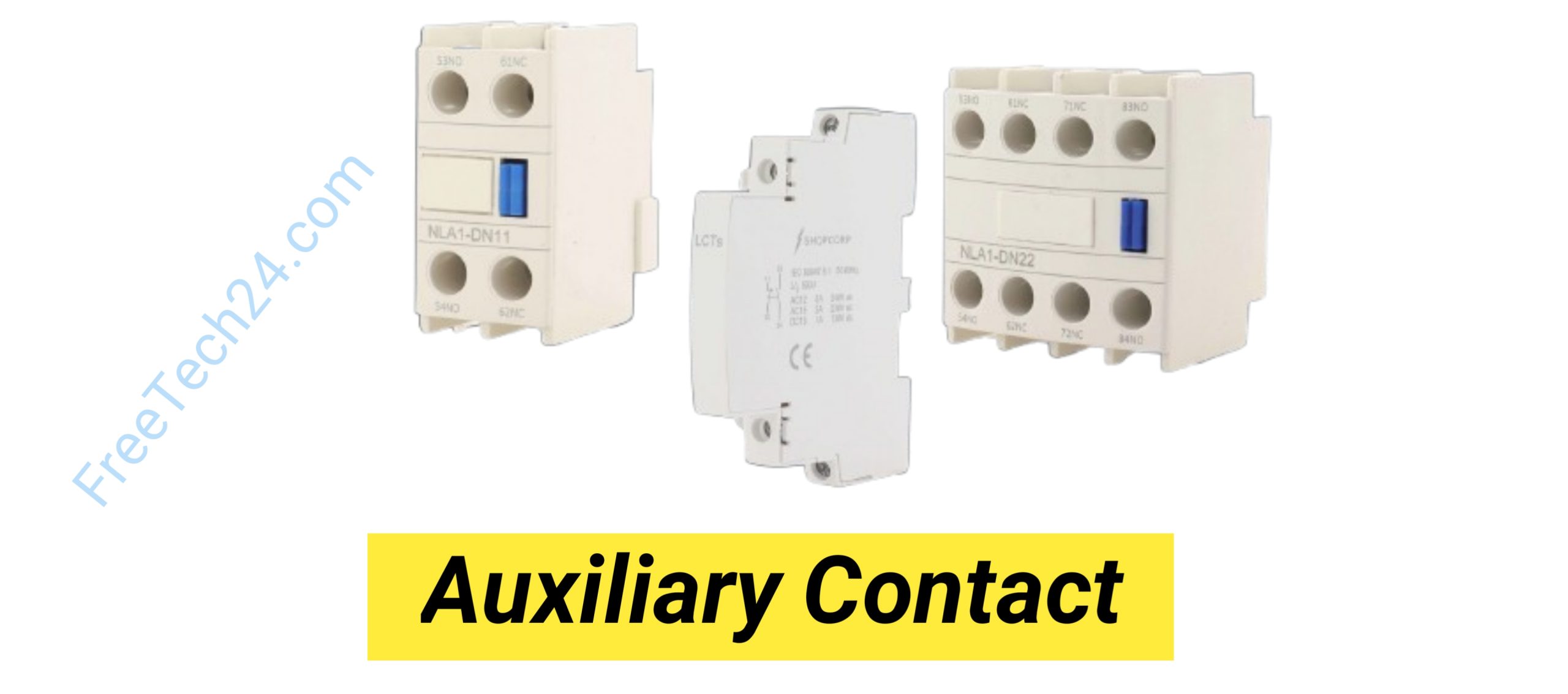 Auxiliary Contact : Contactor বা Relay-এর Control ও Interlocking Circuit-এ অতিরিক্ত Contact হিসেবে ব্যবহৃত হয়। [Used as an additional contact in control and interlocking circuits of contactors or relays.] 