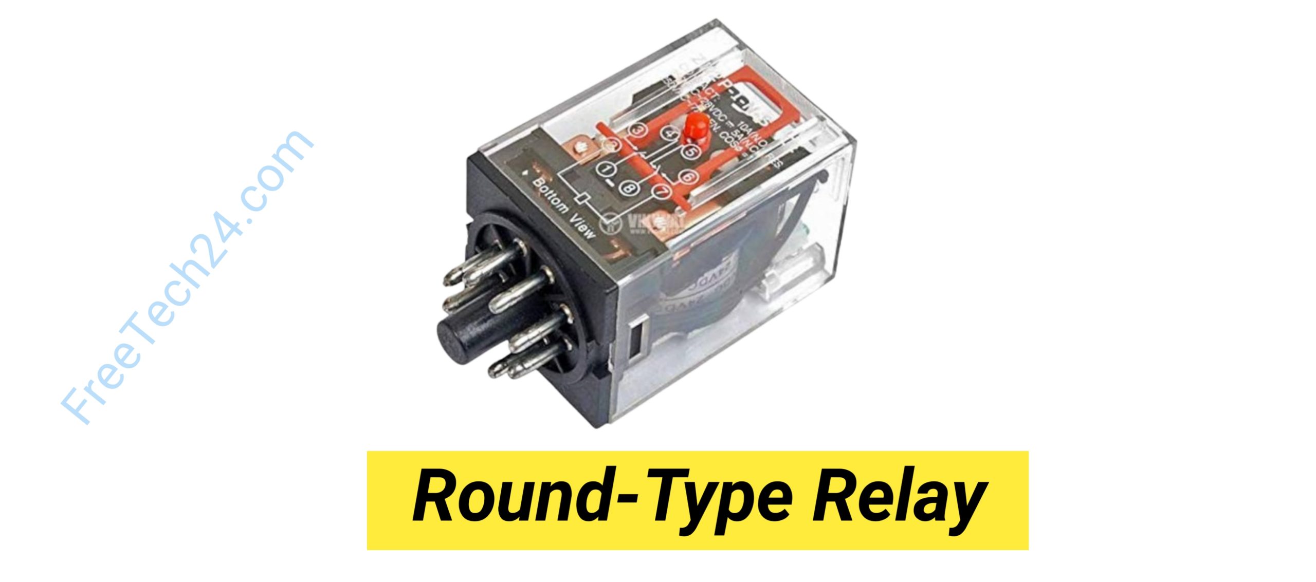 Round-Type Relay : Control ও Automation Circuit-এ বিভিন্ন লোড বা সার্কিট নিয়ন্ত্রণ করতে ব্যবহৃত হয়। [Used to control various loads or circuits in control and automation systems.]