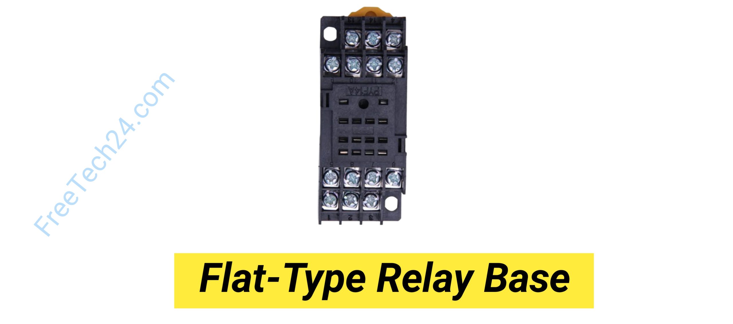 Flat-Type Relay Base : Flat-Type Relay বসানো এবং তারের সংযোগ দেওয়ার জন্য ব্যবহৃত হয়। [Used to mount a flat-type relay and provide electrical wire connections.] 
